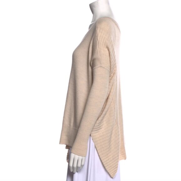 AllSaints Keld V-Neck Merino Wool Ribbed Sweater Color Almond  Marl Sz S - Picture 7 of 12